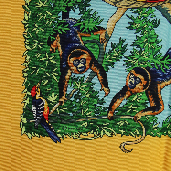 Hermes Carré in yellow twill silk "Sichuan"  - Detail D3