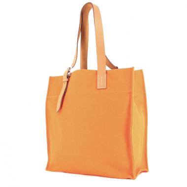 Hermes Etrivière tote bag in orange canvas and naturel leather