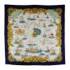 Hermes Carre Hermes scarf in blue, white and yellow twill silk - 00pp thumbnail