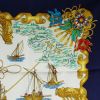 Foulard Carre Hermes in twill di seta blu bianca e gialla con motivo - Detail D4 thumbnail