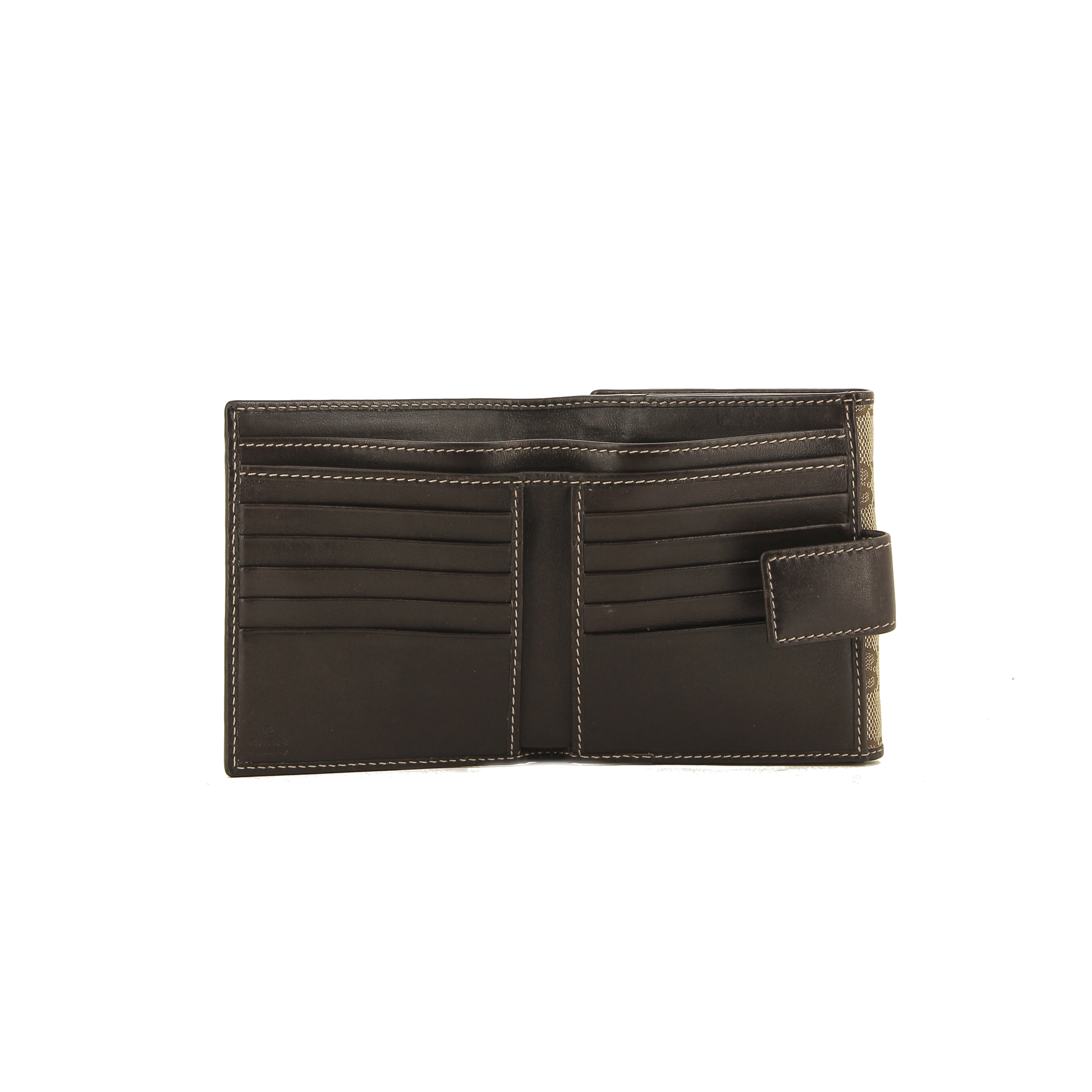 Louis Vuitton wallet in monogram canvas and brown leather - Detail D1