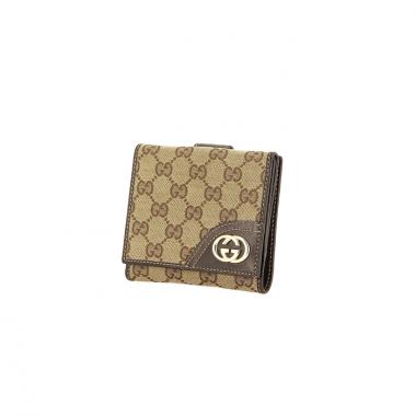Gucci portefeuille en toile monogram et cuir marron
