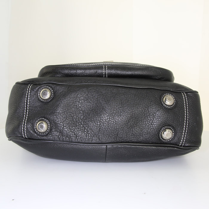 Shoulder bag in black grained leather - Detail D5
