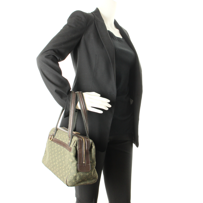 Bolso de mano Joséphine pequeño en lona Monogram caqui y cuero marrón - Detail D1