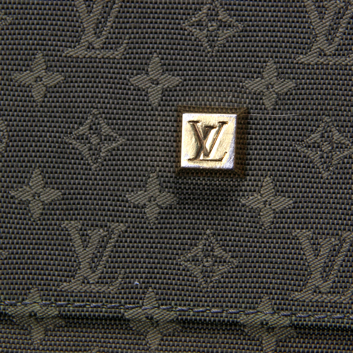 Bolso de mano Joséphine pequeño en lona Monogram caqui y cuero marrón - Detail D4