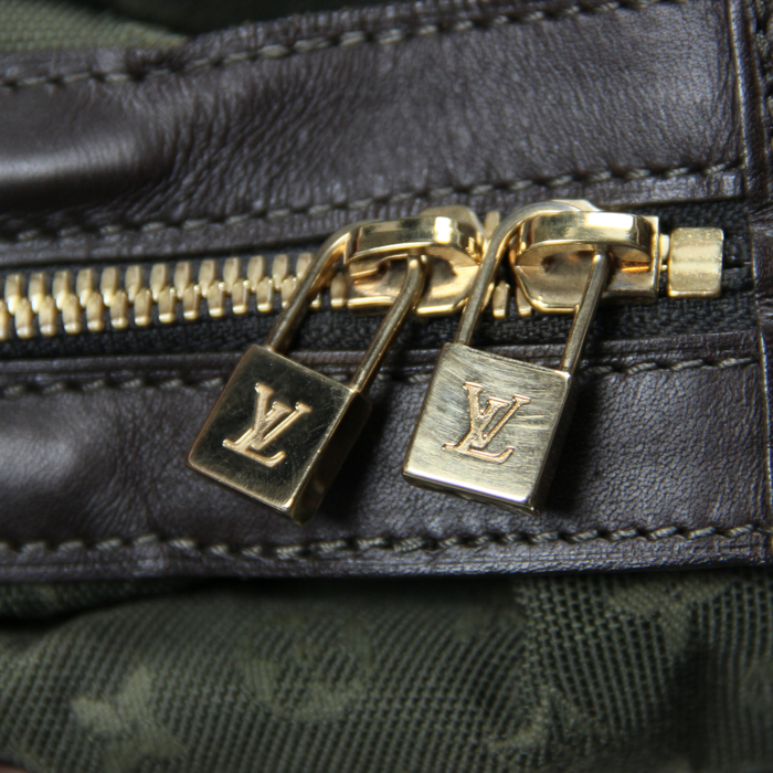 Bolso de mano Joséphine pequeño en lona Monogram caqui y cuero marrón - Detail D5