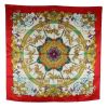 Hermes Carre Hermes scarf in yellow, red and white twill silk - 00pp thumbnail