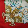 Foulard Carre Hermes in twill di seta gialla rossa e bianca con motivo - Detail D4 thumbnail