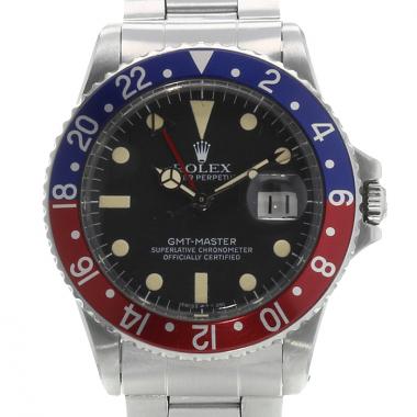 Montre Rolex GMT Master en acier avec lunette bicolore Réf : 1675 Vers 1970