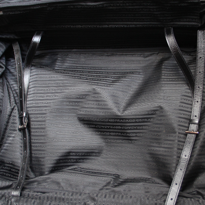 Prada Sac de voyage 60 cm en toile et cuir noir - Detail D2