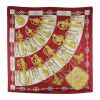 Hermes Carre Hermes carré scarf in burgundy, gold and white twill silk - 00pp thumbnail
