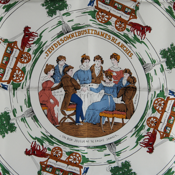 Pañoleta cuadrada Carre Hermes en sarga de seda blanca - Detail D1