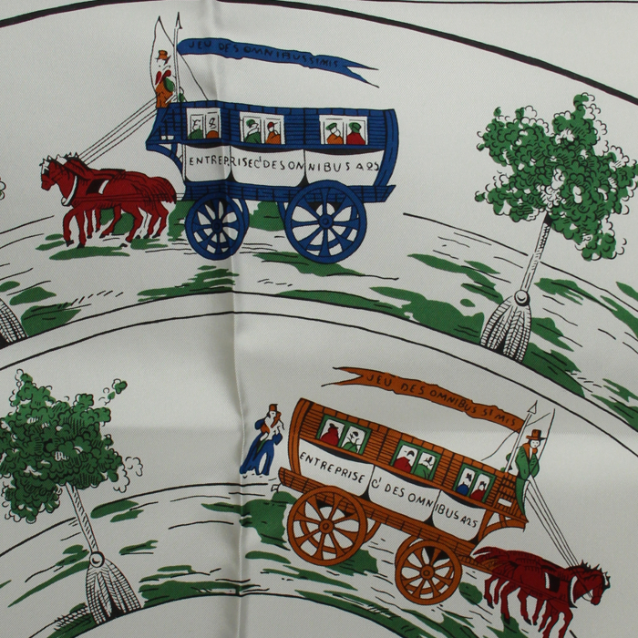 Pañoleta cuadrada Carre Hermes en sarga de seda blanca - Detail D2