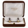 Fred pair of earclips Force 10 in steel and yellow gold - Detail D1 thumbnail