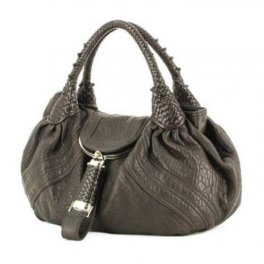 Bolso de mano Fendi Spy en cuero granulado marrón