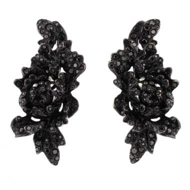 Repossi paire de clips d'oreilles Nérée en or noirci et diamants noirs