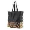 Shopping bag in pelle nera e stampa motivo leopardato - 00pp thumbnail