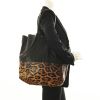 Bolso Cabás en cuero estampado leopardo y cuero negro - Detail D1 thumbnail