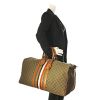 Gucci Travel bag in monogram canvas and brown leather - Detail D2 thumbnail