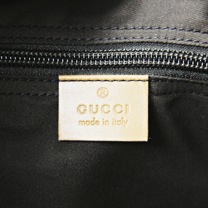 Gucci de voyage en toile monogram vert et cuir marron - Detail D4