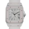 Reloj de pulsera Cartier Santos 100 de acero et caucho rose-pale - 00pp thumbnail