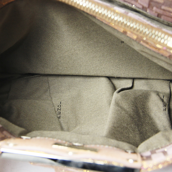 Borsa in tela beige e rosa - Detail D2