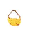 Handbag in yellow suede and brown leather - 00pp thumbnail
