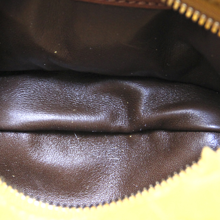 Handbag in yellow suede and brown leather - Detail D2
