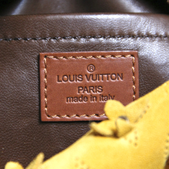 Handbag in yellow suede and brown leather - Detail D3