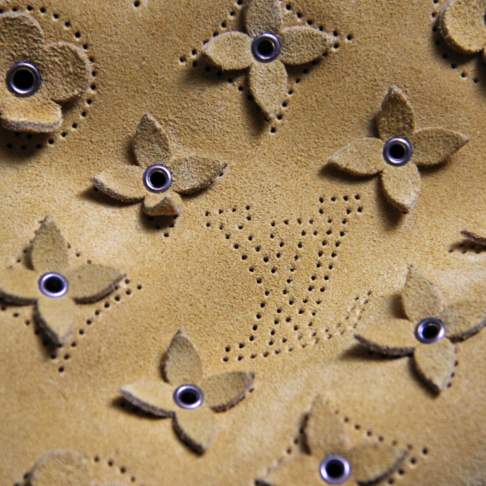 Handbag in yellow suede and brown leather - Detail D4