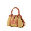 Handbag in khaki canvas and orange red ostrich leather - 00pp thumbnail