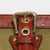 Handbag in khaki canvas and orange red ostrich leather - Detail D4 thumbnail