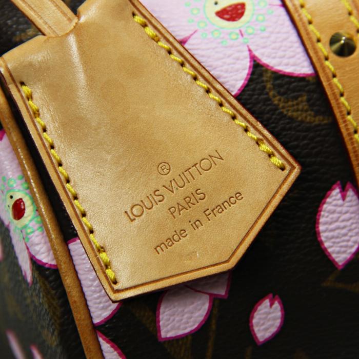 Papillon Cherry Blossom handbag in monogram canvas and natural leather - Detail D4