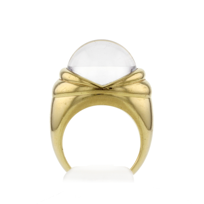 Sortija en oro amarillo, en cristal de roca y en diamantes - Detail D1