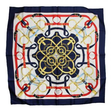 Hermes Carre Hermes scarf in blue, white, red and yellow twill silk