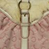 Celine Vintage Handbag in pink monogram canvas and white leather and furr - Detail D4 thumbnail
