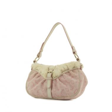 Bolso de mano Celine Vintage en lona Monogram rosa y cuero y piel blanco