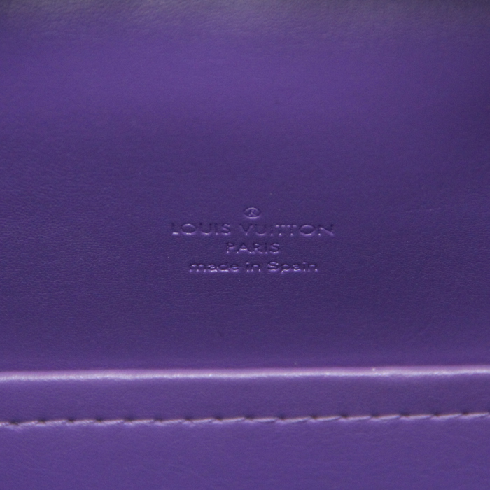 Borsa Sutton in pelle monogram viola e pelle naturale - Detail D4