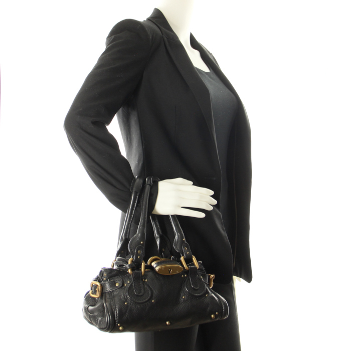 Bolso de mano Paddington modelo pequeño en cuero negro - Detail D1