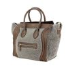 Celine Luggage grand modèle en laine grise et cuir marron - 00pp thumbnail