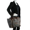 Celine Luggage grand modèle en laine grise et cuir marron - Detail D1 thumbnail