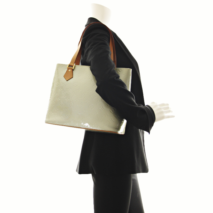 Bolso de mano Houston en charol Monogram gris y verde - Detail D1