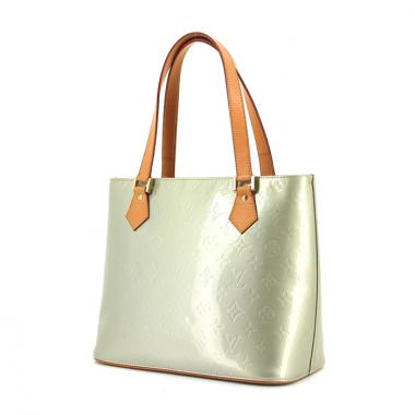 Borsa Houston in pelle verniciata monogram grigia e verde