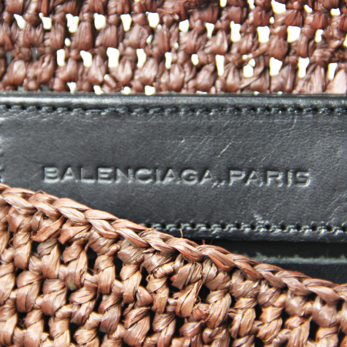 Shopping bag in brown braided wicker - Detail D3
