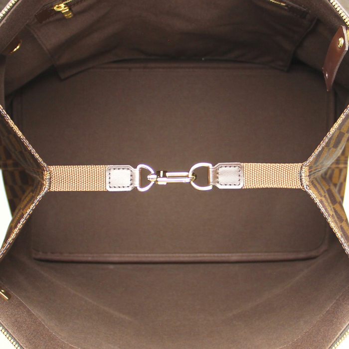 Louis Vuitton Greenwich en toile damier ébène et cuir marron  - Detail D2