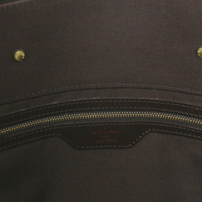 Louis Vuitton Greenwich en toile damier ébène et cuir marron  - Detail D4