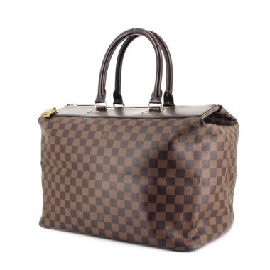 Bolsa de viaje Louis Vuitton Greenwich en lona a cuadros revestida ébano y cuero marrón