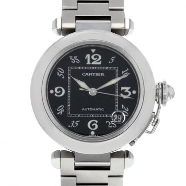 Montre Cartier Pasha en acier cadran noir ref : 2324 