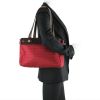 Hermes Herbag handbag in burgundy canvas and brown leather - Detail D1 thumbnail