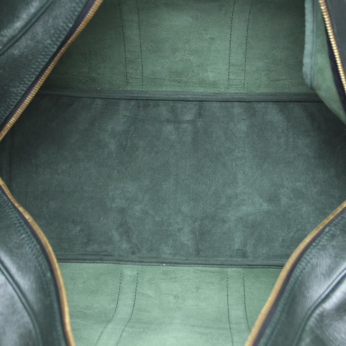 Hermès Kendal travel bag in green taiga leather - Detail D3
